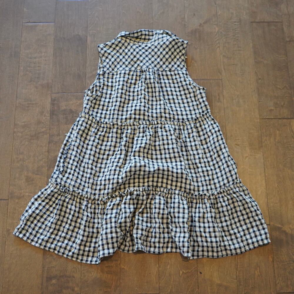 Umgee Gingham Check Maxi Dress Black White Sleeveless Tiered Boho - Picture 8 of 9